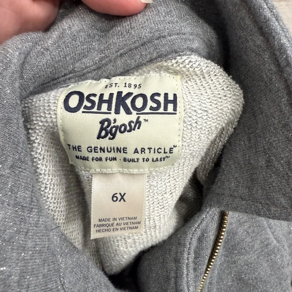 OshKosh Bgosh Girls Gray Moto Jacket Full‎ Zip Lightweight Size 6X